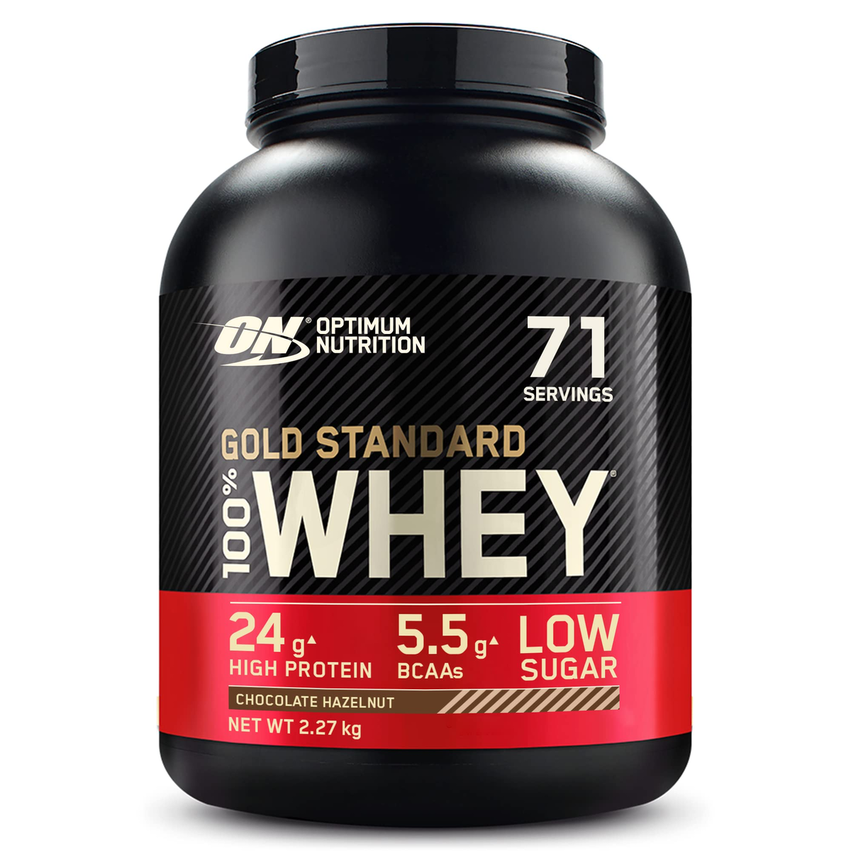 OPTIMUM NUTRITION - GOLD STANDARD 100% WHEY | אבקת חלבון אופטימום נוטרישן בטעם שוקולד אגוזי לוז 2.27 ק"ג
