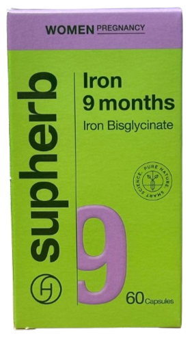 iron 9 months | ברזל 9 חודשים | מכיל 60 כמוסות | סופהרב | SUPHERB
