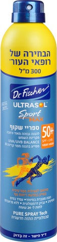 אולטרסול ספורט ספריי הגנה שקוף SPF50 300 מ"ל - ד"ר פישר
