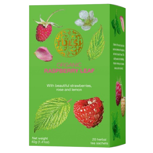 חליטת תה עלי פטל- Raspberry Leaf  | אורגני | מכיל 20 שקיקים | טולסי - TULSI