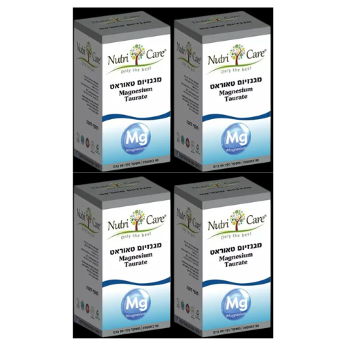 מגנזיום טאוראט | Magnesium Taurate | מכיל 90 כמוסות | משקל נקי 99 גרם | נוטרי קר | מבצע רביעיה