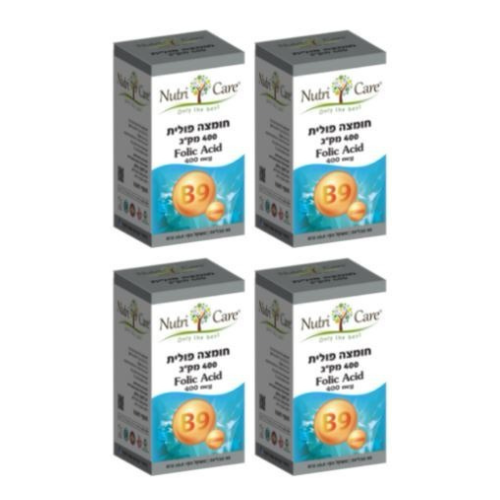 חומצה פולית 400 מק"ג | Folic Acid 400 mg | B9 | מכיל 90 טבליות | נוטרי קר | מבצע רביעיה