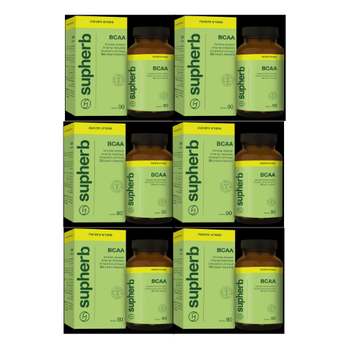 BCAA مع فيتامين B6 Suphaherb يحتوي على 90 كبسولة، عبوة من ست كبسولات