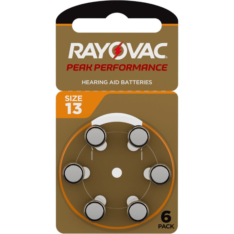 סוללות שמיעה Rayovac גודל 13 - 6 יחידות עם טכנולוגיית אבץ אוויר