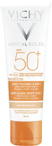 קרם הגנה לפנים עם גוון, הגנה גבוהה SPF50+ ו-3 ב-1 - Vichy Capital Soleil