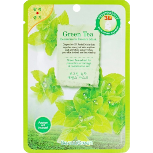 מסיכת פנים חד פעמית תה ירוק - זוהר טבעי בכל רגע! | BeauuGreen