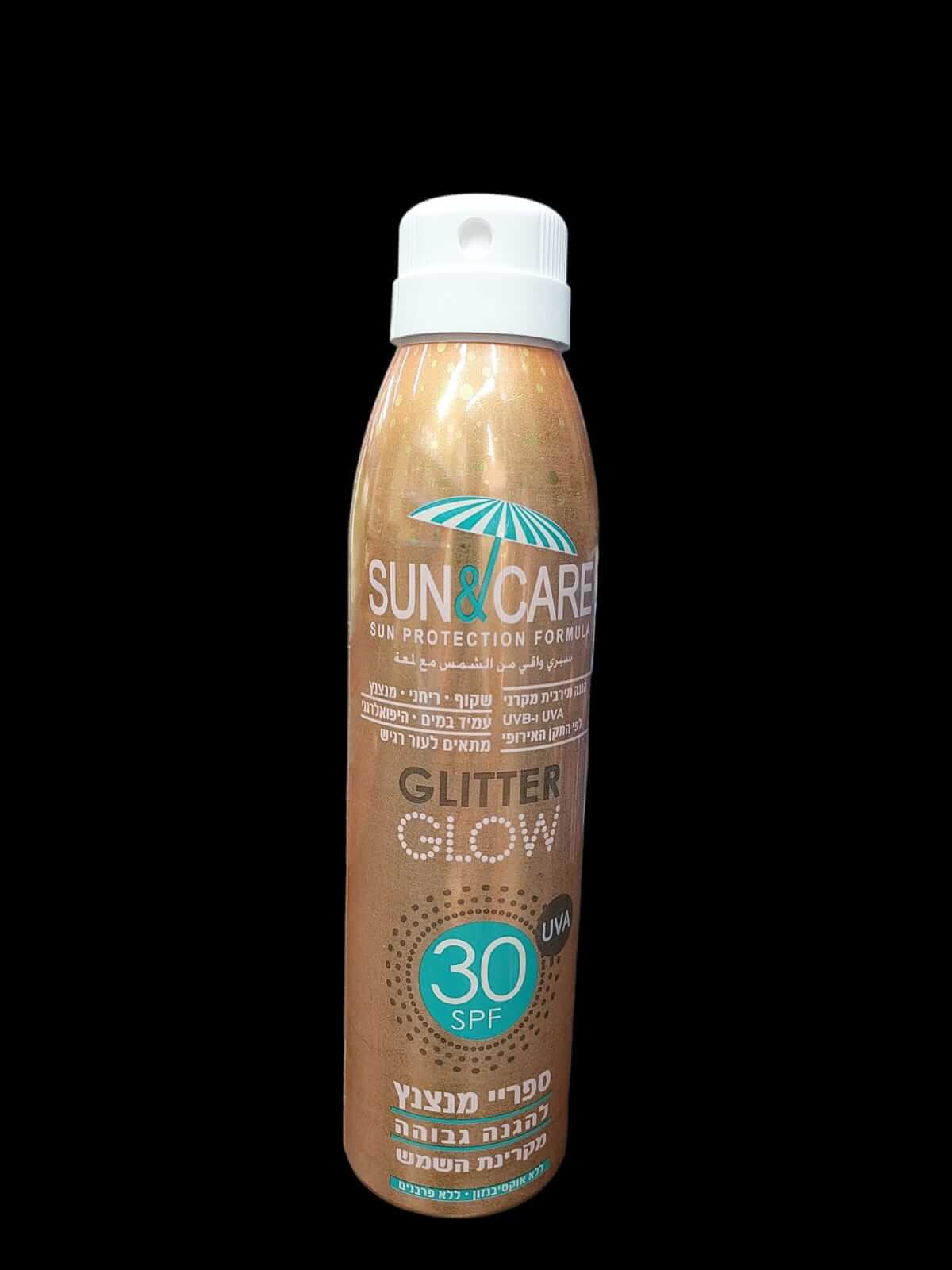 ספריי הגנה משמש עם SPF 30 ומראה מנצנץ - מוצרי יופי וקוסמטיקה SUN & CARE | מכיל 200 מ"ל