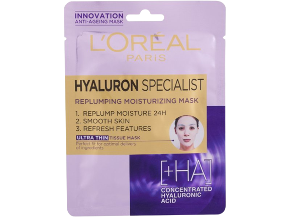 מסכת פנים | לוריאל פריז | מומחית היאלורון | מסכת פנים לנשים