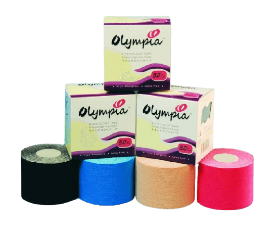 טייפ קינזיולוגי צבעוני לשיקום פיזי - 3 קופסאות של אולימפיה