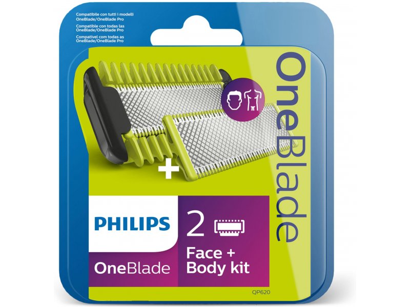 פיליפס | וואן בלאייד | ערכת חיתוך פנים וגוף - מכילה 2 סכיני גילוח