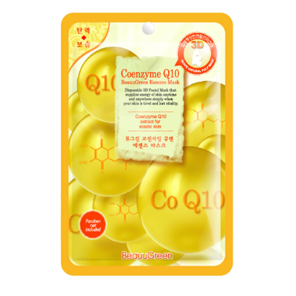 מסיכת פנים חד פעמית 1x - מעשירה בקואנזים Q10 לעור זוהר - BeauuGreen