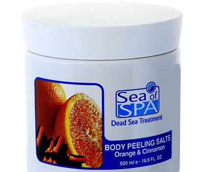 מלח פילינג לגוף בריח תפוז וקינמון - Sea of spa - 500ml