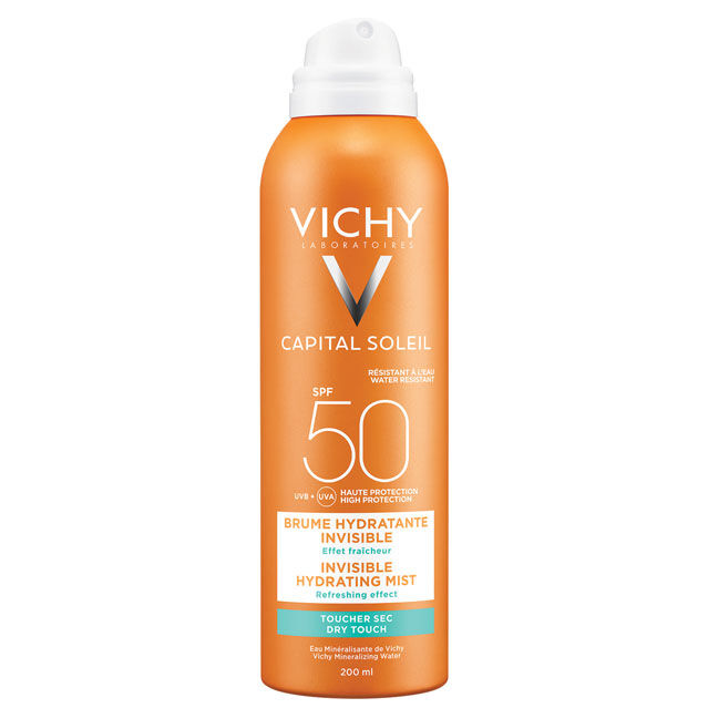 ספריי הגנה מהשמש SPF 50 במגע יבש - 200 מ"ל, וישי Capital Soleil