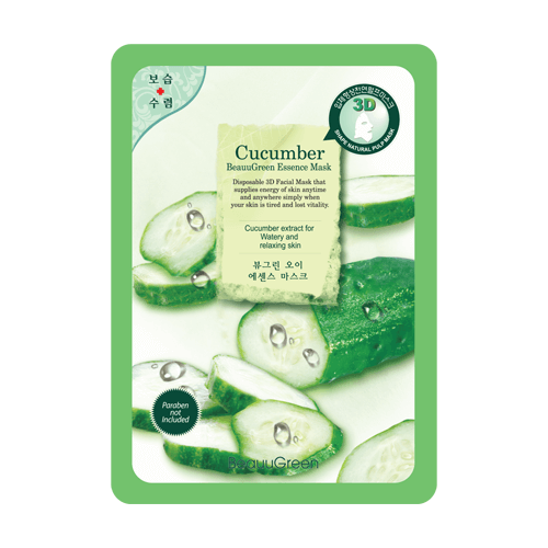 ## לחות ורענון מיידי לעור הפנים - מסיכת מלפפון BeauuGreen חד פעמית