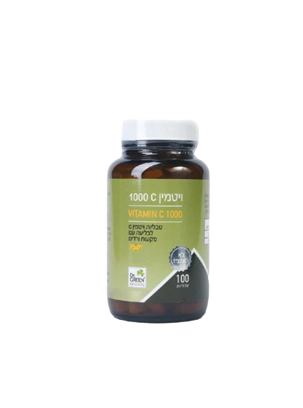 فيتامين سي ١٠٠٠ ملغ - مكمل غذائي غير حمضي بنكهة ثمر الورد، ١٠٠ قرص - دكتور جرين