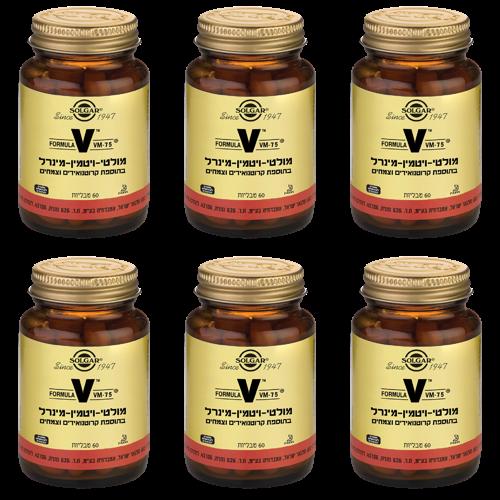 FORMULA V VM - 75 | מולטי ויטמין מינרל | בתוספת קרוטונאידים וצמחים | מכיל 60 טבליות | מבית סולגאר | מבצע שישיה