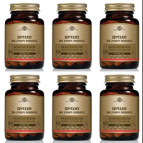 المغنيسيوم مع فيتامين ب6 سولجار - يحتوي على 100 قرص - عبوة من ستة أقراص