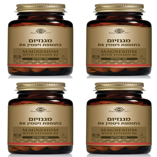 المغنيسيوم مع فيتامين ب6 سولجار - يحتوي على 100 قرص رباعي للبيع