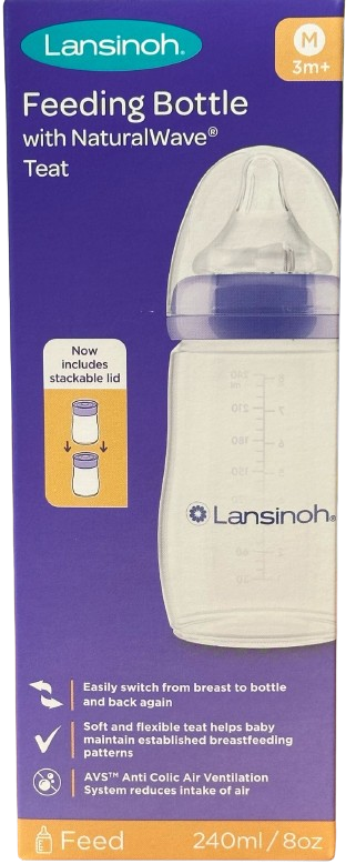 زجاجة رضاعة مع حلمة | NaturalWave | تحتوي على صمام لمنع الغازات | تحتوي على 240 مل |