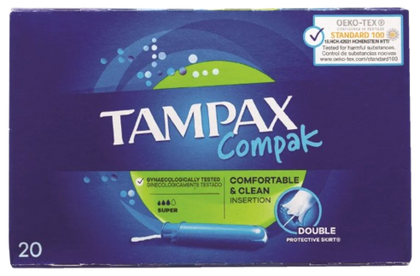 טמפונים | טמפקס קומפאק סופר | מכיל 20 יחידות |