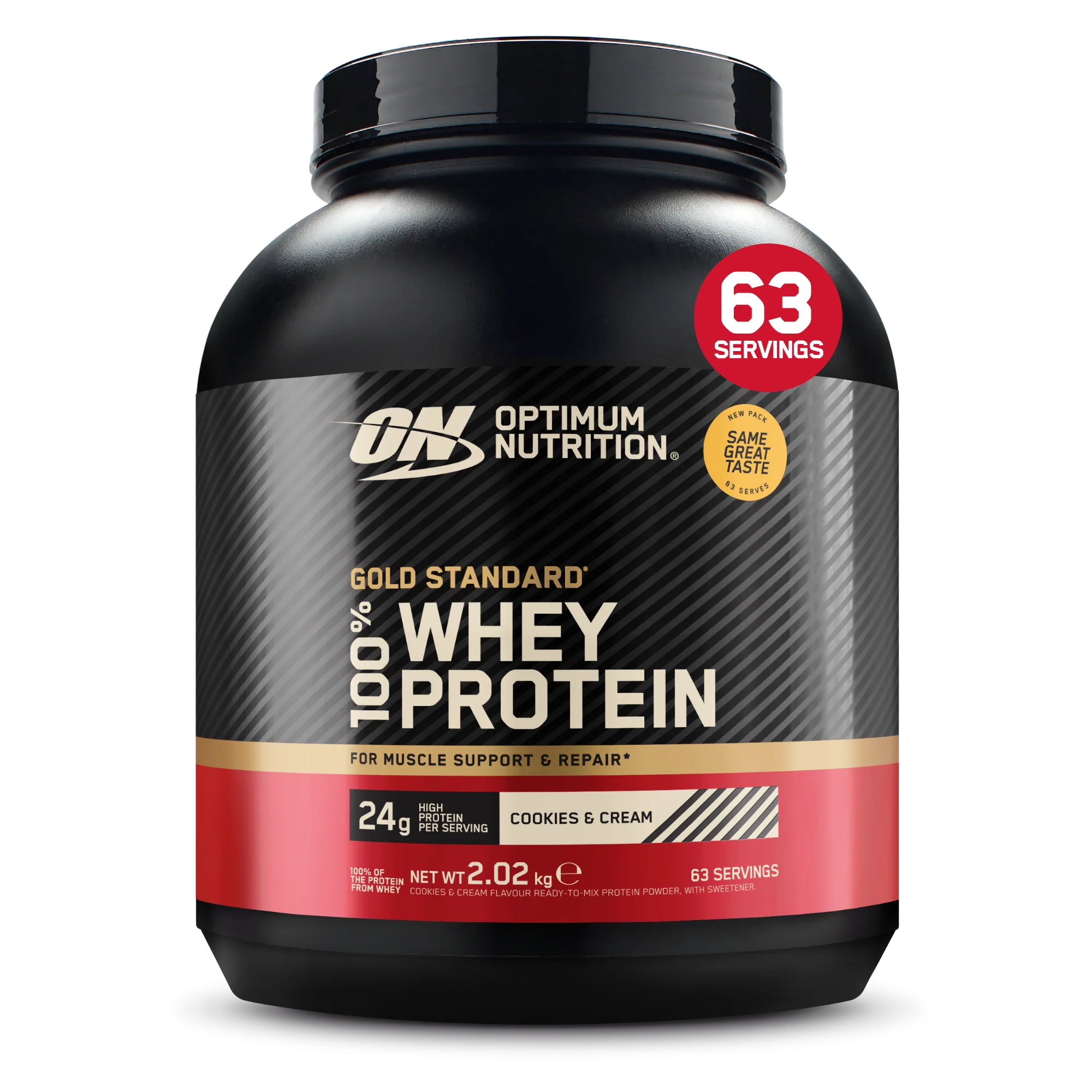 OPTIMUM NUTRITIOM - GOLD STANDARD 100% WHEY | אבקת חלבון עם שבבי עוגיות בטעם שוקולד | ללא תוספת סוכר | 24 גרם חלבון | 5.5 חומצות אמינו מסועפות | 2.27 ק"ג | 71 מנות הגשה