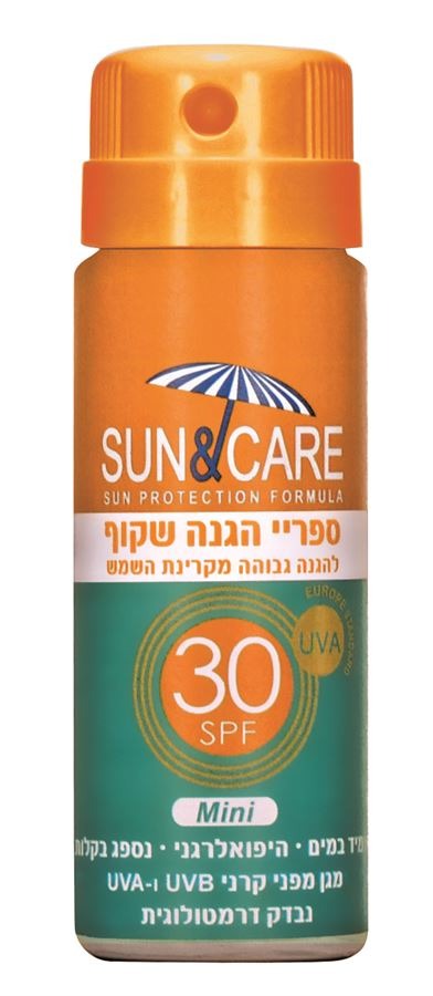 ספריי הגנה שקוף להגנה גבוהה מקרינת השמש - SUN&CARE