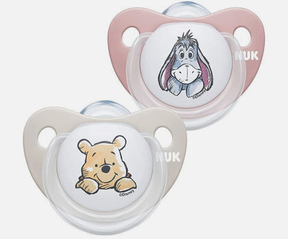 זוג מוצצי נוק דיסני NUK Disney Baby | סיליקון 6-18 חודשים | פו הדוב ורוד-קרם |
