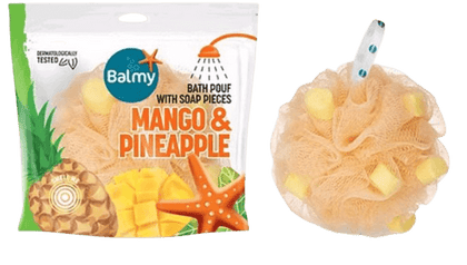 Balmy | ספוג רחצה עם סבון | ניחוח מנגו ואננס | Balmy - Mango & Pineapple (Bath Pouf with Soap Pieces)
