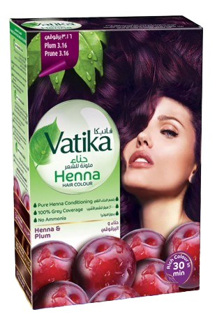 אבקת צבע לשיער על בסיס חינה שזיף 3.16 וטיקה - Vatika Henna