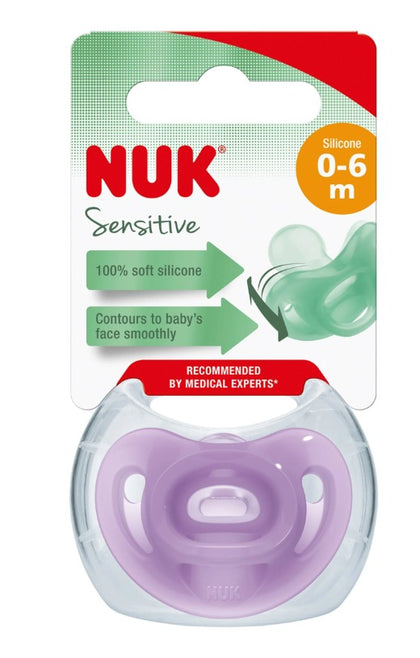 מוצץ נוק סנסיטיב NUK Sensitive | סיליקון 0-6 חודשים | סגול |