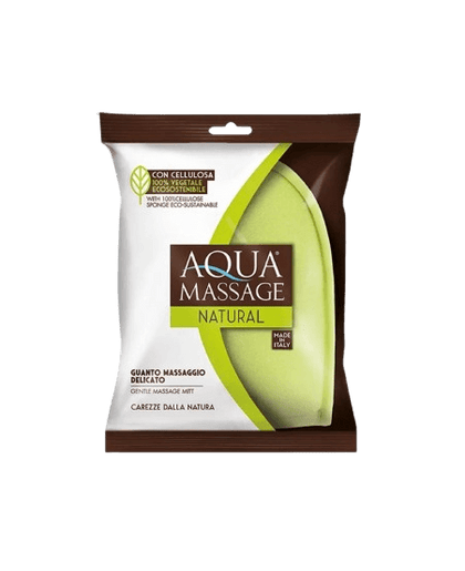 כפפת ספוג גוף טבעית | עם ספוג תאית 100% ידידותי לסביבה | AQUAMASSAGE | NATURAL