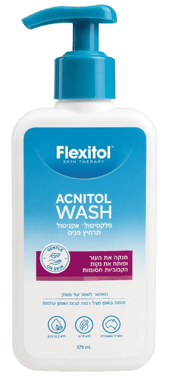 אקניטול תרחיץ פנים | מכיל 175 מ"ל | פלקסיטול - FLEXITOL
