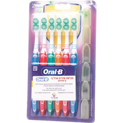 مجموعة فرشاة أسنان أورال-بي المكونة من 6 قطع لحماية حياتك - فايتر باكتيريا 