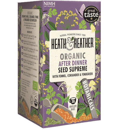 חליטת תה זרעים אורגניים | חליטת אניס אורגני, כוסברה, שומר וזרעי חילבה | 20 שקיקים | HEATH & HEATHER | ORGANIC | AFTER DINNER |