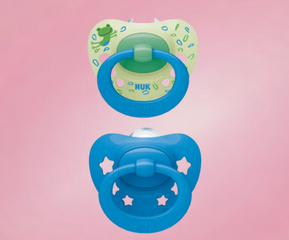 מוצצי NUK Signature סיליקון 6-18 חודשים - זוג מוצצים אורתודנטיים עם עיצוב מעולה