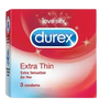 Durex extra thin | קונדומים שקופים ודקים | מכיל 3 קונדומים |