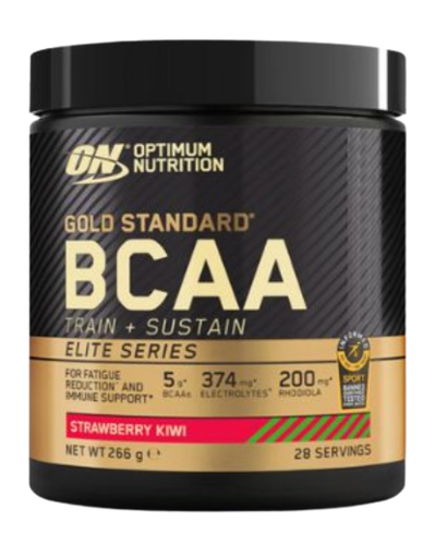 אבקת BCAA | גולד סטאנדרט | בתוספת ויטמינים ומינרלים| בטעם תות קיווי | מכיל 266 גרם | 28 מנות הגשה |