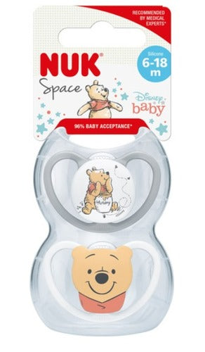 זוג מוצצי נוק ספייס דיסני NUK Space Disney Baby | סיליקון 6-18 חודשים | פו הדוב |