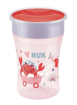 كوب NUK Magic Cup 360° باللون الأرجواني - بدون تسريبات، مثالي للأطفال من عمر 8 أشهر 