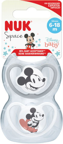 זוג מוצצי נוק ספייס דיסני - 6-18 חודשים- מיקי מאוס NUK Space Disney Baby |