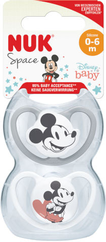 זוג מוצצי נוק ספייס דיסני NUK Space Disney Baby - סיליקון 0-6 חודשים - בעיצוב מיקי מאוס