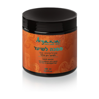 מסיכה מקצועית לשיער אובלפיכה וגזר לשיער דק ודליל של ארגניה 500 ml