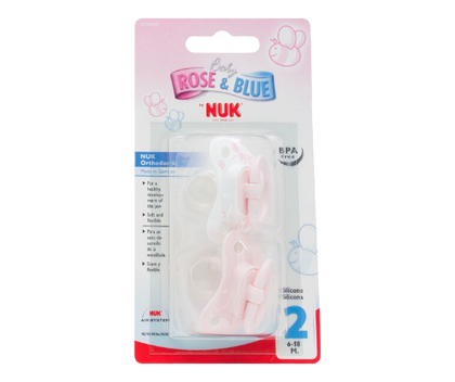 זוג מוצצי סיליקון אורתודנטי - 6-18mths - NUK