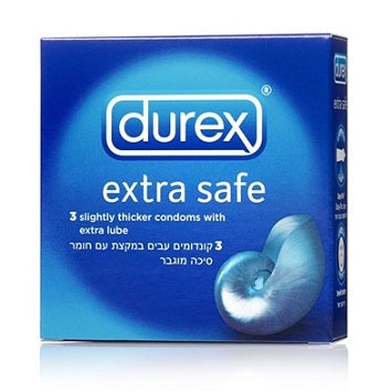 Extra Safe - קונדומים עבים במקצת עם חומר סיכה מוגבר - 3 יח'