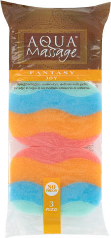 ثلاث إسفنجات استحمام ملونة مع تدليك الأمواج - تدليك أكوا