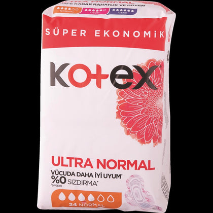 קוטקס | Kotex - תחבושות אולטרה נורמל נוחות עם 0% דליפה - 24 יחידות