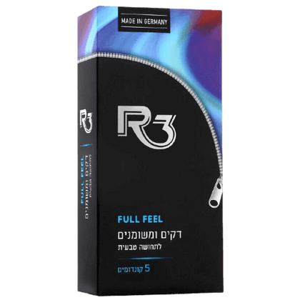 R3 | קונדומים דקים ומשומנים | 5 יחידות | FULL FEEL