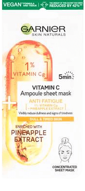 מסיכת פנים סדינים | אנרגטית | 15 גרם | Garnier Skin Naturals Ampoule Sheet Mask