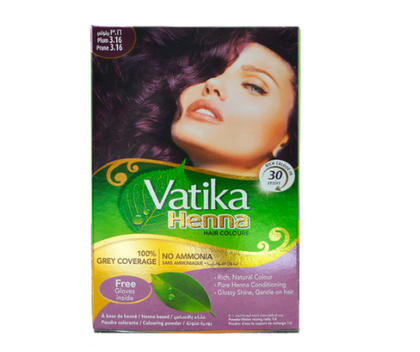 אבקת צבע לשיער על בסיס חינה שזיף 3.16 וטיקה - Vatika Henna