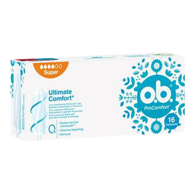 سدادات قطنية OB - راحة فائقة - 16 وحدة - أقصى درجات الراحة بدون كلور 